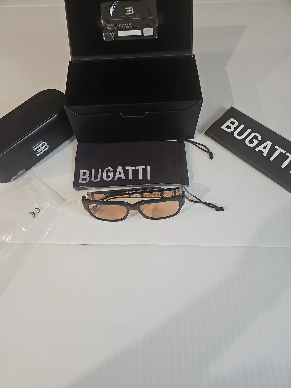 BRAND NEW Bugatti Eyewear Model 29 Sunglasses 18K Gold Plated Black w/ COA
